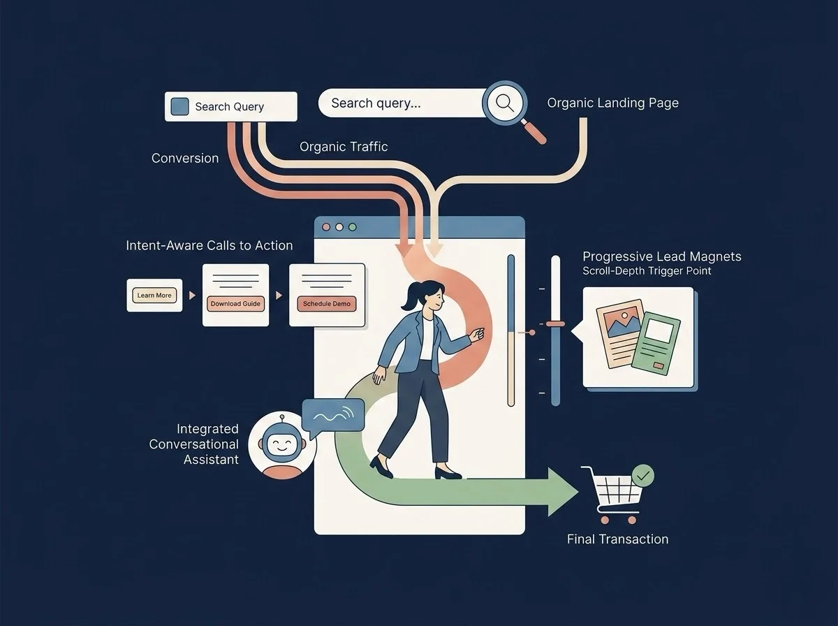 Implementing conversion centered interface design to naturally guide users toward macro goals