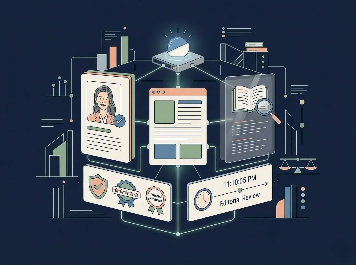 Establishing brand trust architecture by showcasing real human expertise and systemic authority