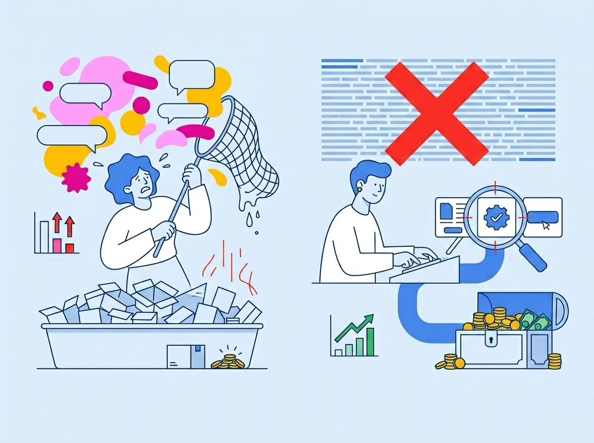Critical differences between buying low intent traffic volume and high intent revenue generating clicks